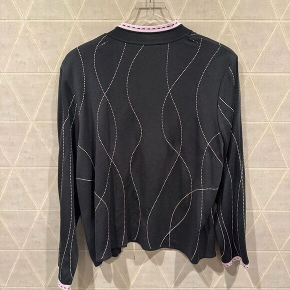 Ming Wang Pink and Gray Open Front Cardigan L - Picture 3 of 7